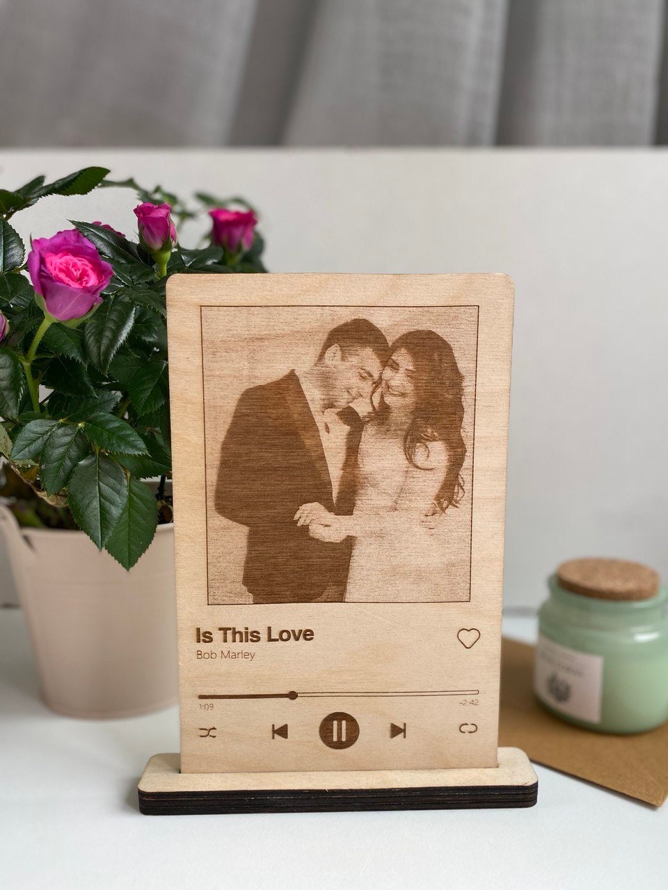 Cadre photo en bois Spotify gravure laser