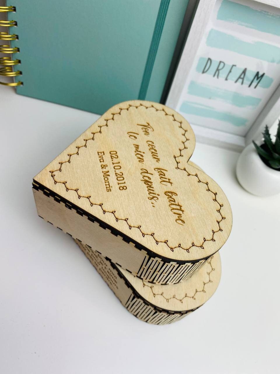 Boîte personnalisée en forme de cœur à bonbons ou bijoux