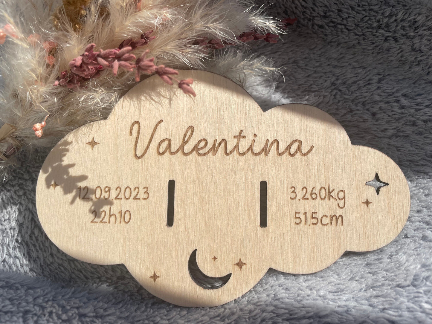 Support bracelet de naissance “Nuage” gravé