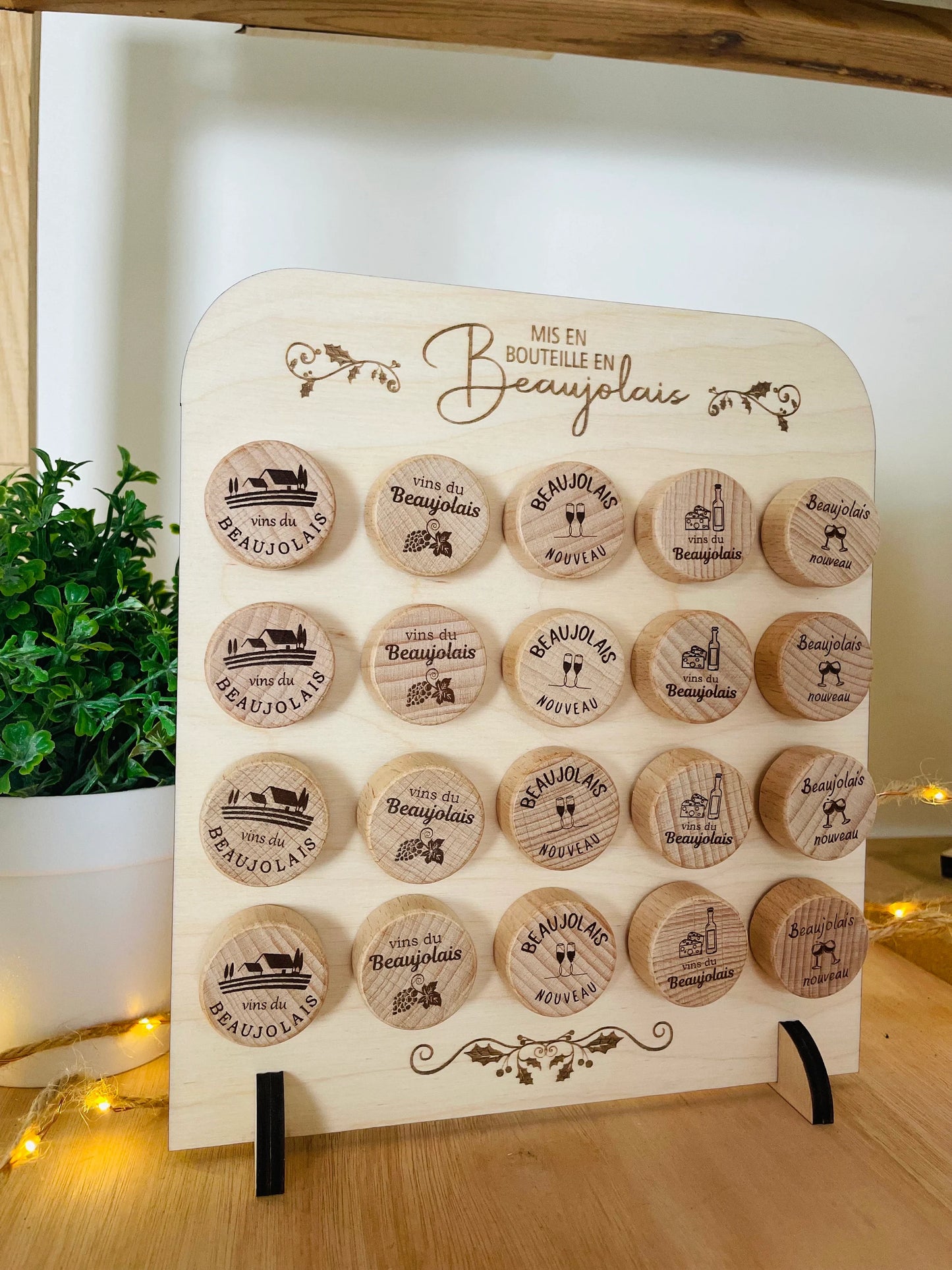 Bouchon de vin personnalisé en bois gravé