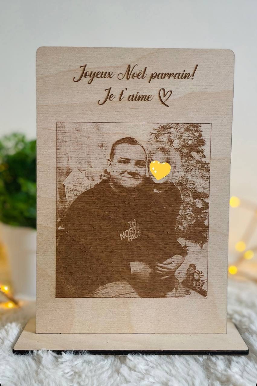 Gravure photo personnalisée sur bois