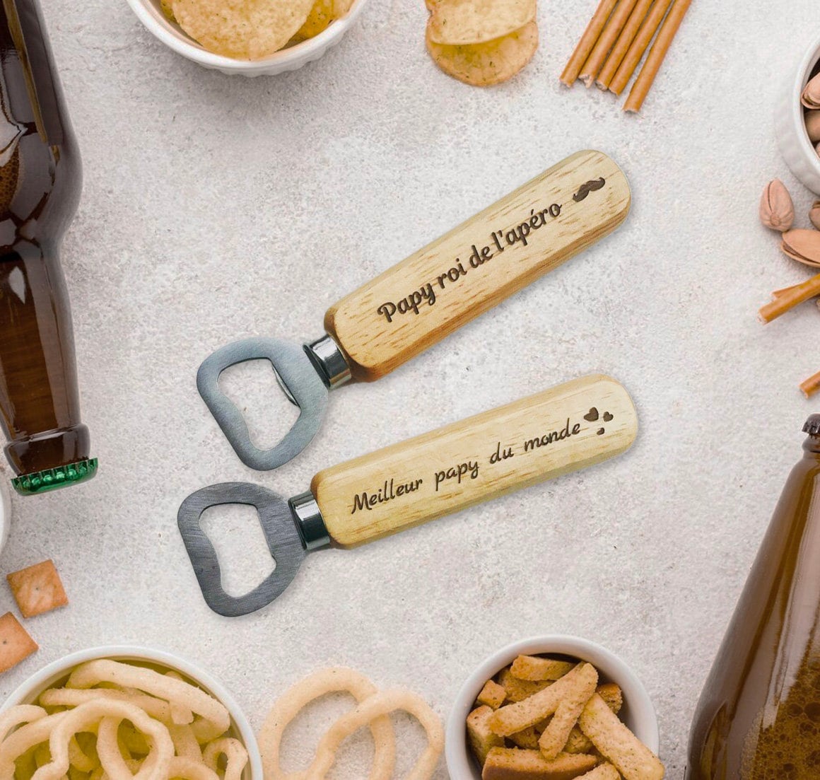 Décapsuleur en bois personnalisé