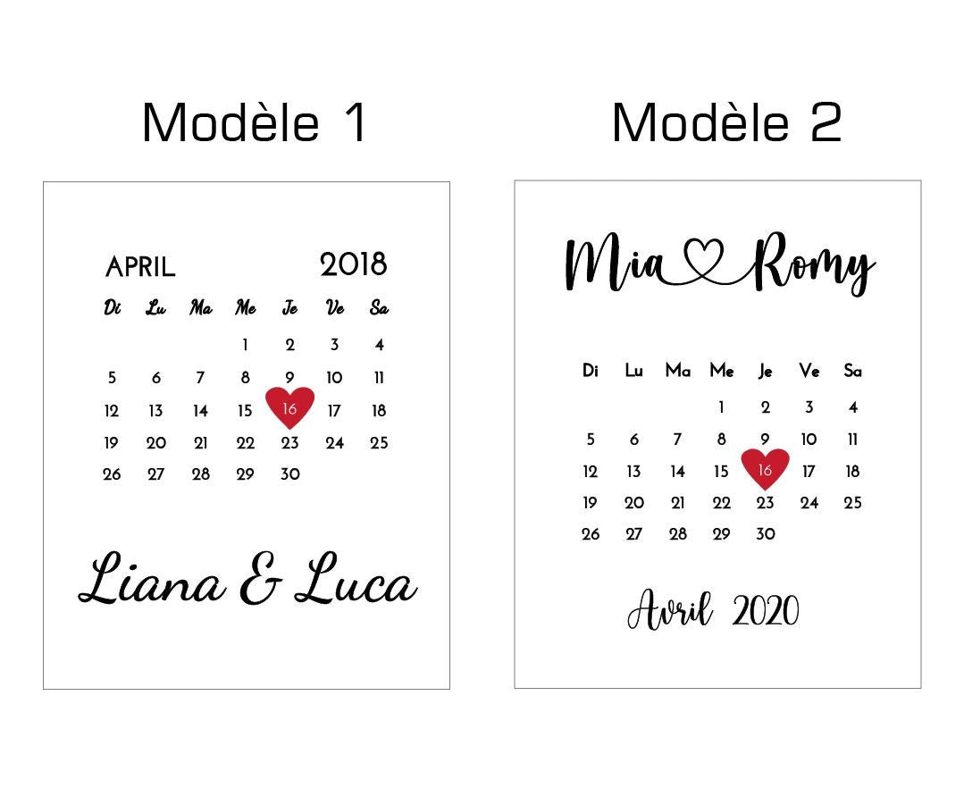 Calendrier date de rencontre personnalisé / Affiche date rencontre
