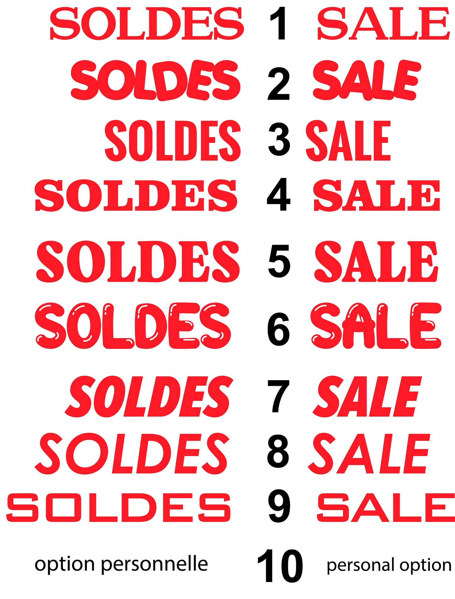 Stickers vitrines SOLDES / Autocollants promotion pour vitrine de magasin