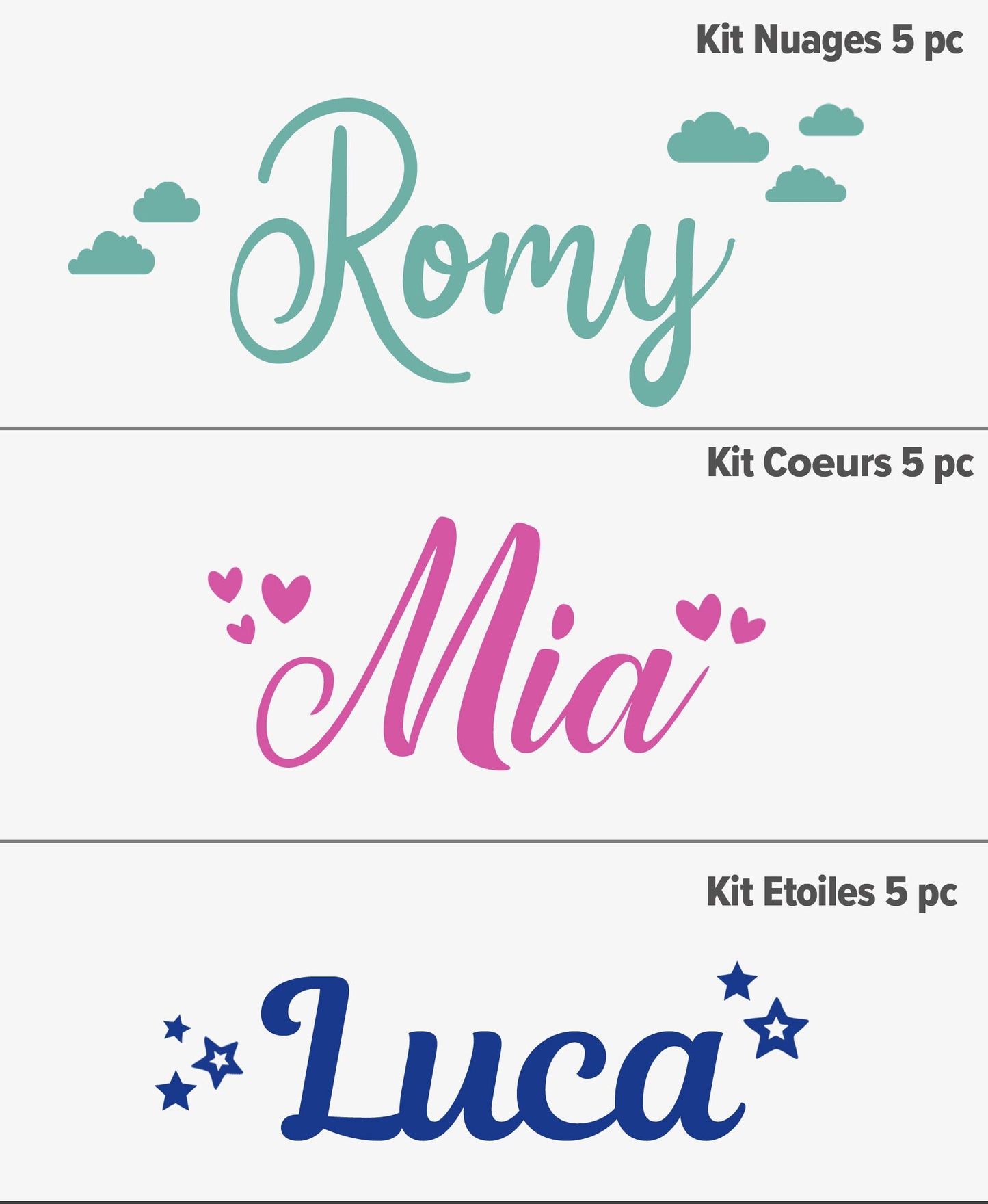 Prénom adhésif en vinyle pour chambre d'enfant| Décoration personnalisé autocollant | Sticker prénom Chambre Bébé | Prénom mural adhésif