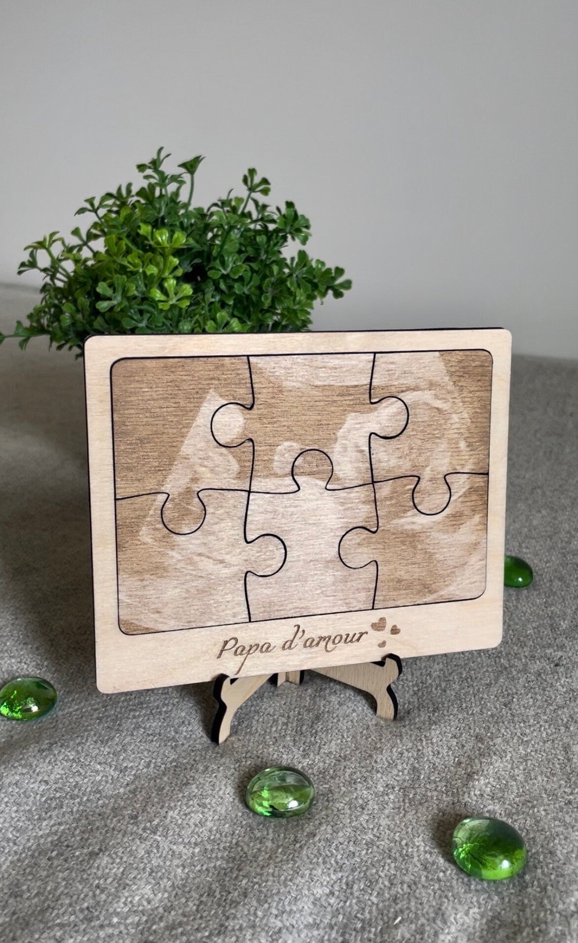Puzzle photo échographie bébé en bois, personnalisé