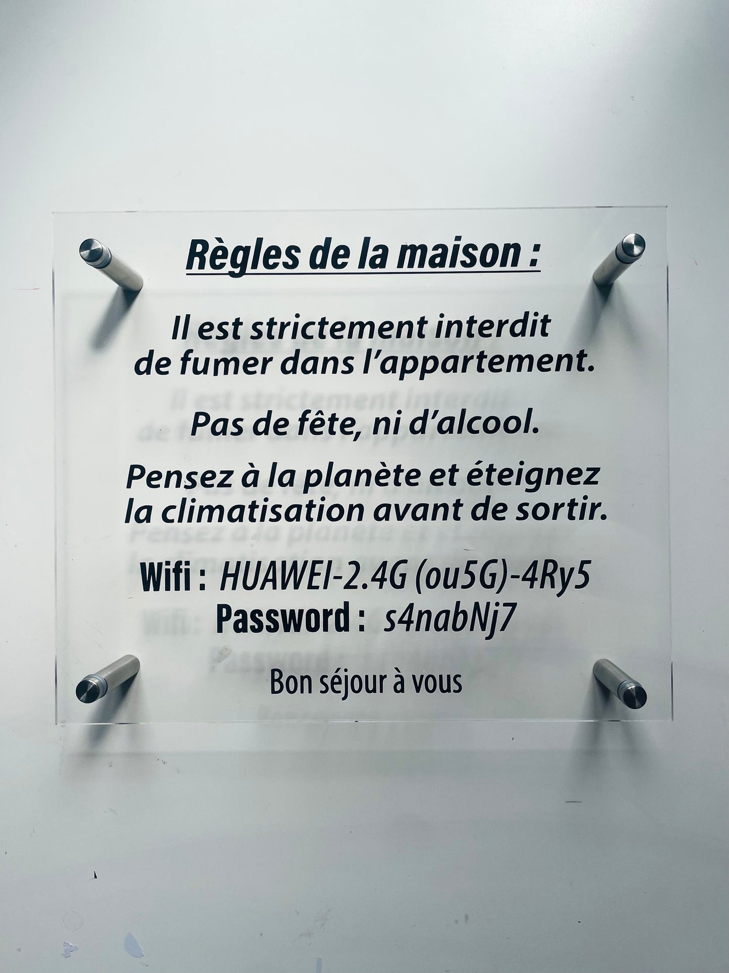 Enseigne en plexiglas transparent pro "Horaire d'ouverture"