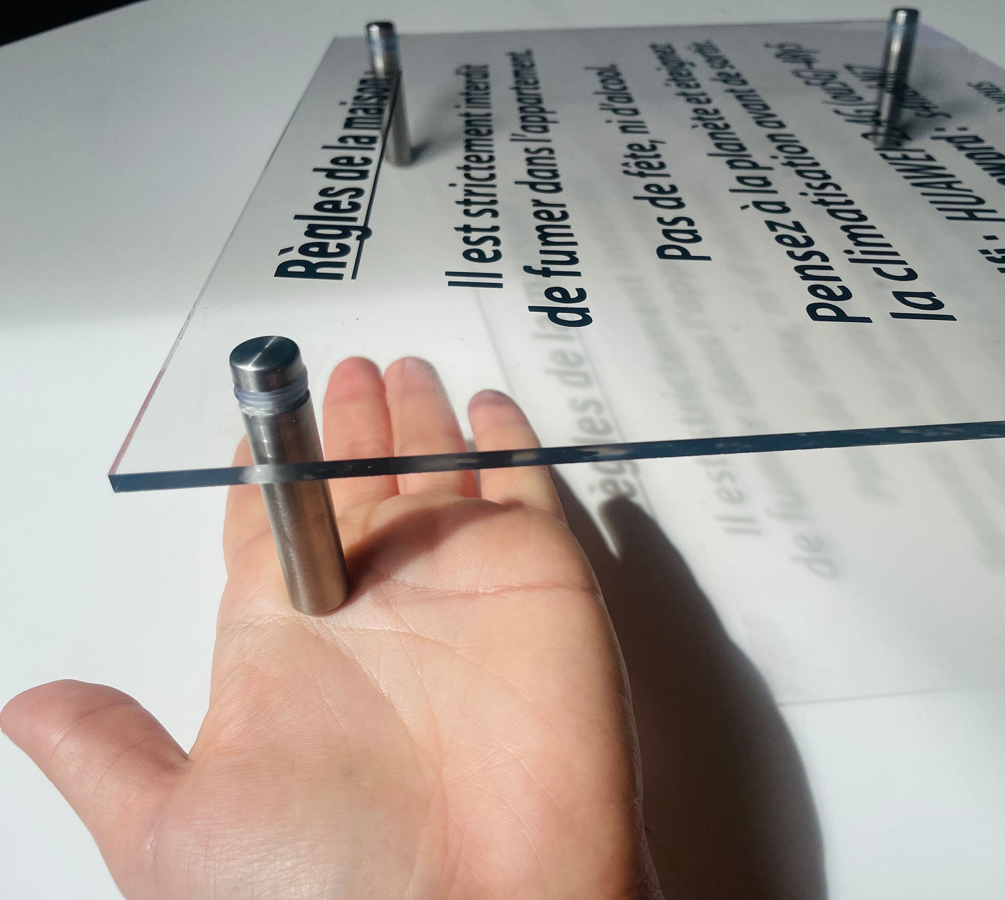 Enseigne en plexiglas transparent pro "Horaire d'ouverture"