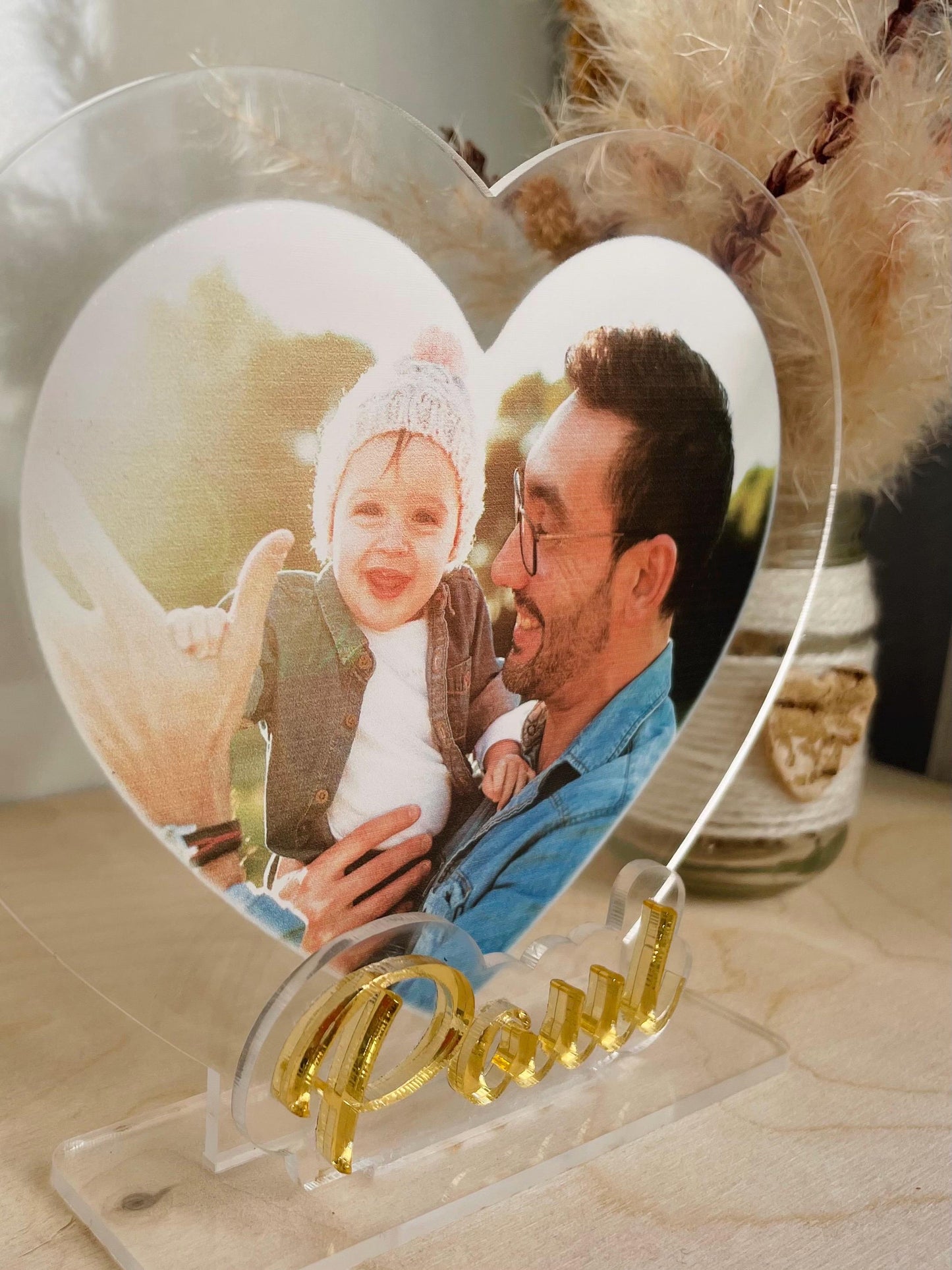 Photo personnalisée acrylique en forme du cœur