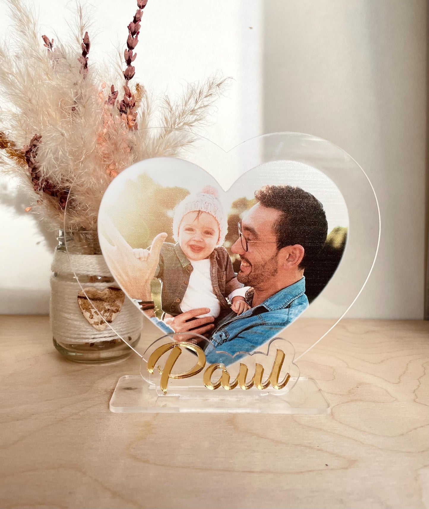 Photo personnalisée acrylique en forme du cœur