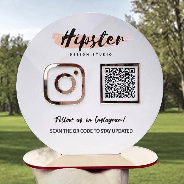 Panneau de table ronde code QR en acrylique personnalisé, signe de médias sociaux, entreprise