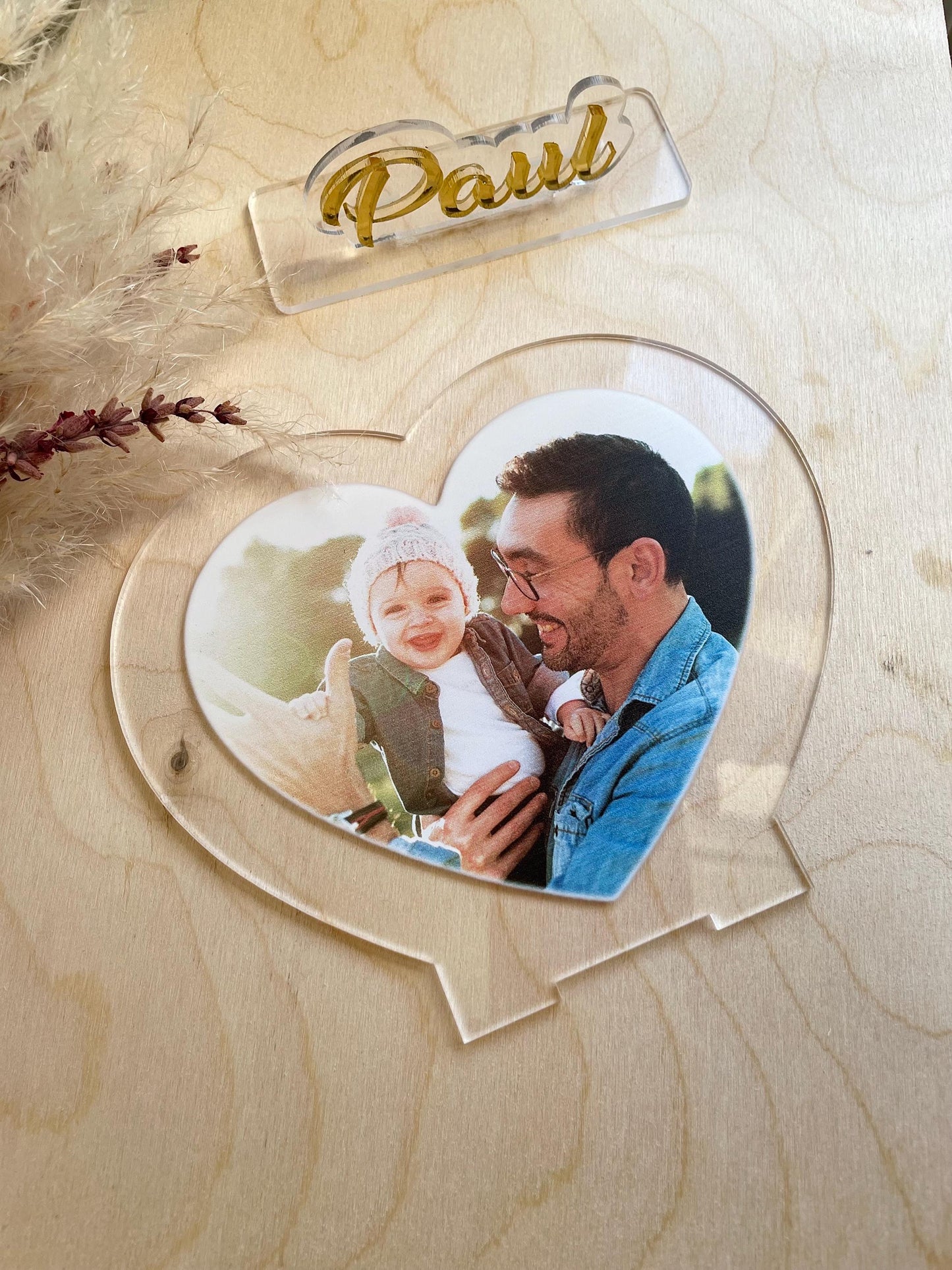 Photo personnalisée acrylique en forme du cœur