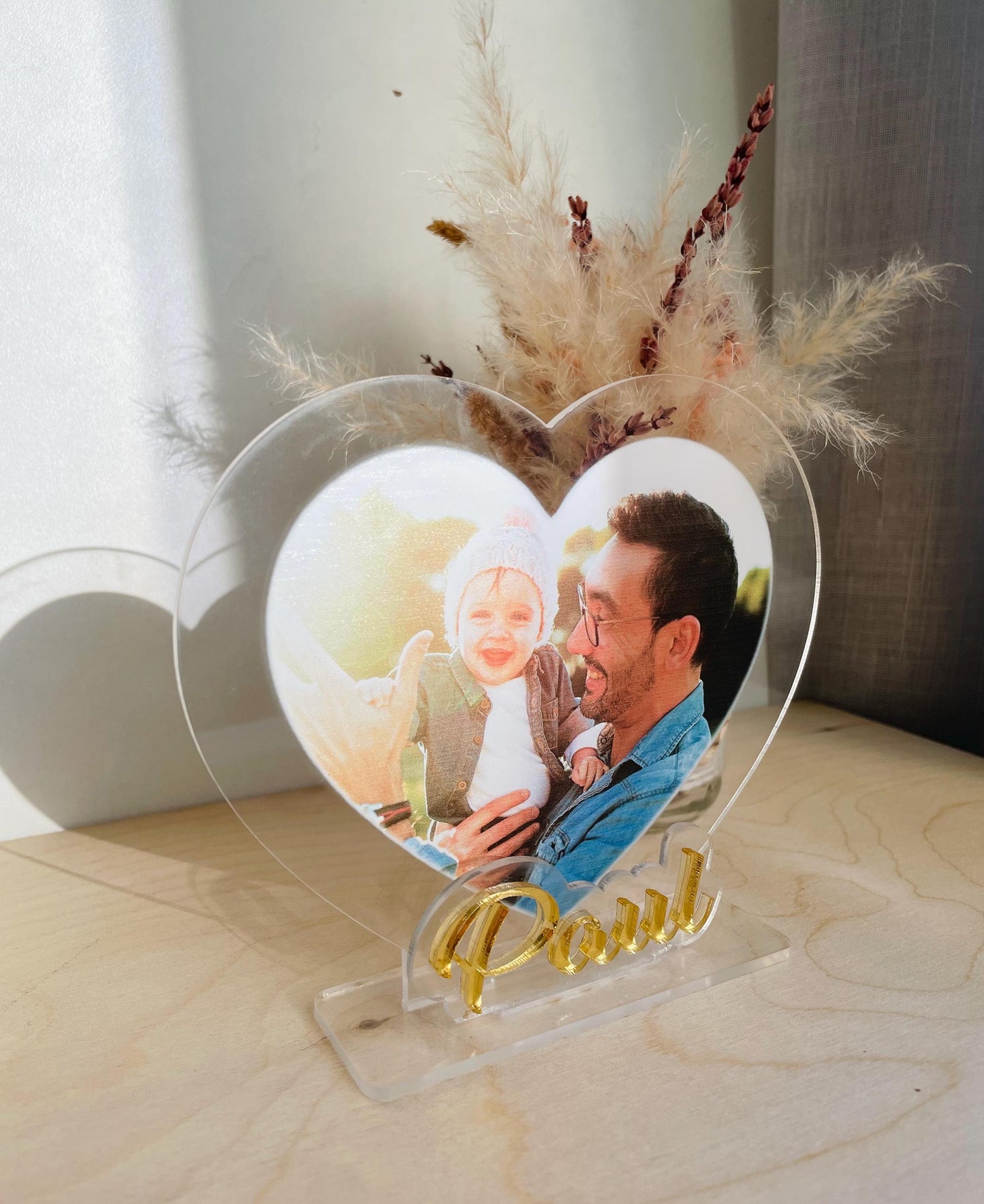 Photo personnalisée acrylique en forme du cœur