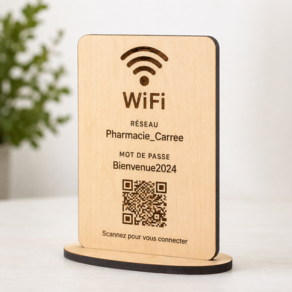QR-codes-Wi-Fi en bois personnalisees
