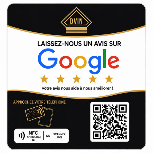 Plaque Google Avis NFC Personnalisée avec QR Code