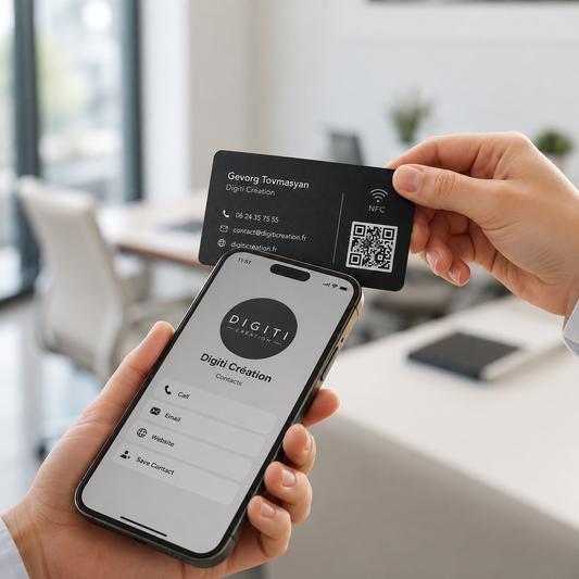 Utilisation d’une carte de visite NFC avec un smartphone pour partager ses coordonnées