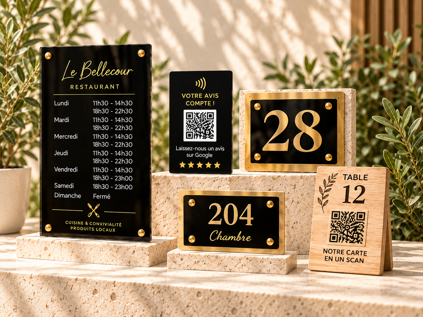 Signalétique premium pour hôtels, restaurants, commerces et maisons — Digiti Création