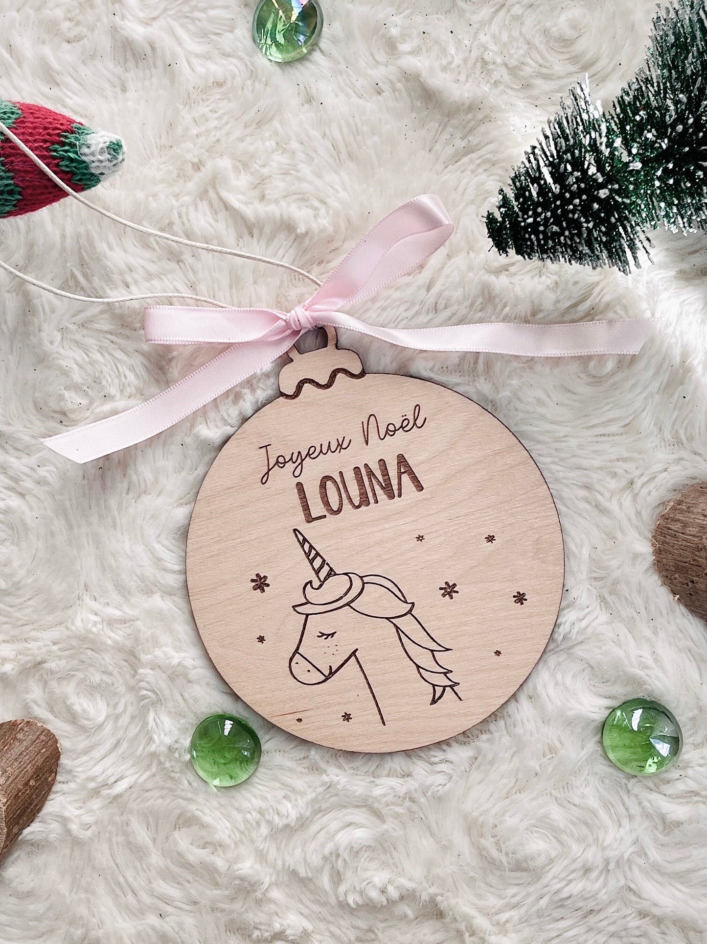 Boule de Noël en bois personnalisées avec animaux