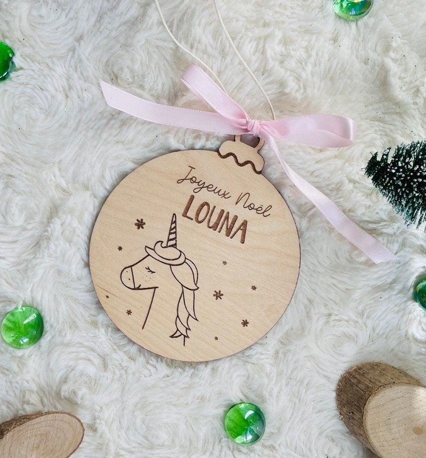 Boule de Noël en bois personnalisées avec animaux