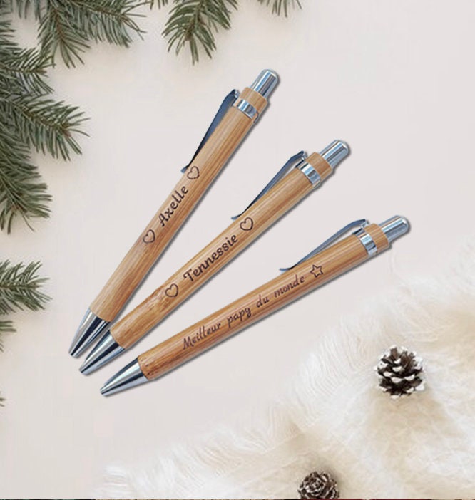 Stylo personnalisé en bois / Idée cadeau personnalisé-noël / Stylo en Bambou Personnalisé