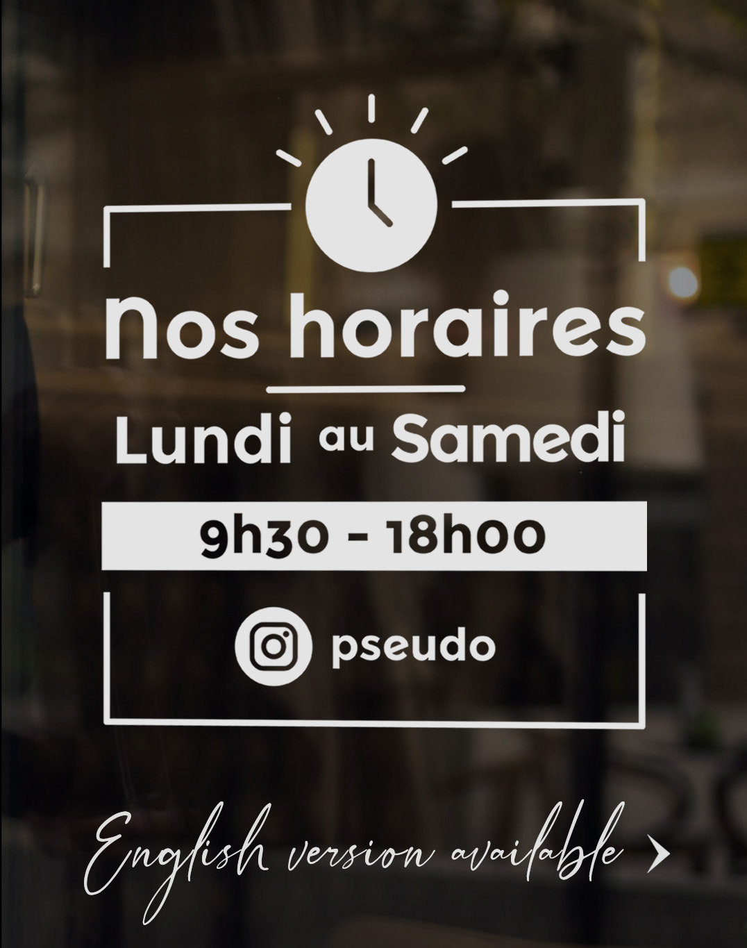 Stickers Horaires D'ouverture Vitrine/ Adhésif vinyle pour vitrine personnalisé