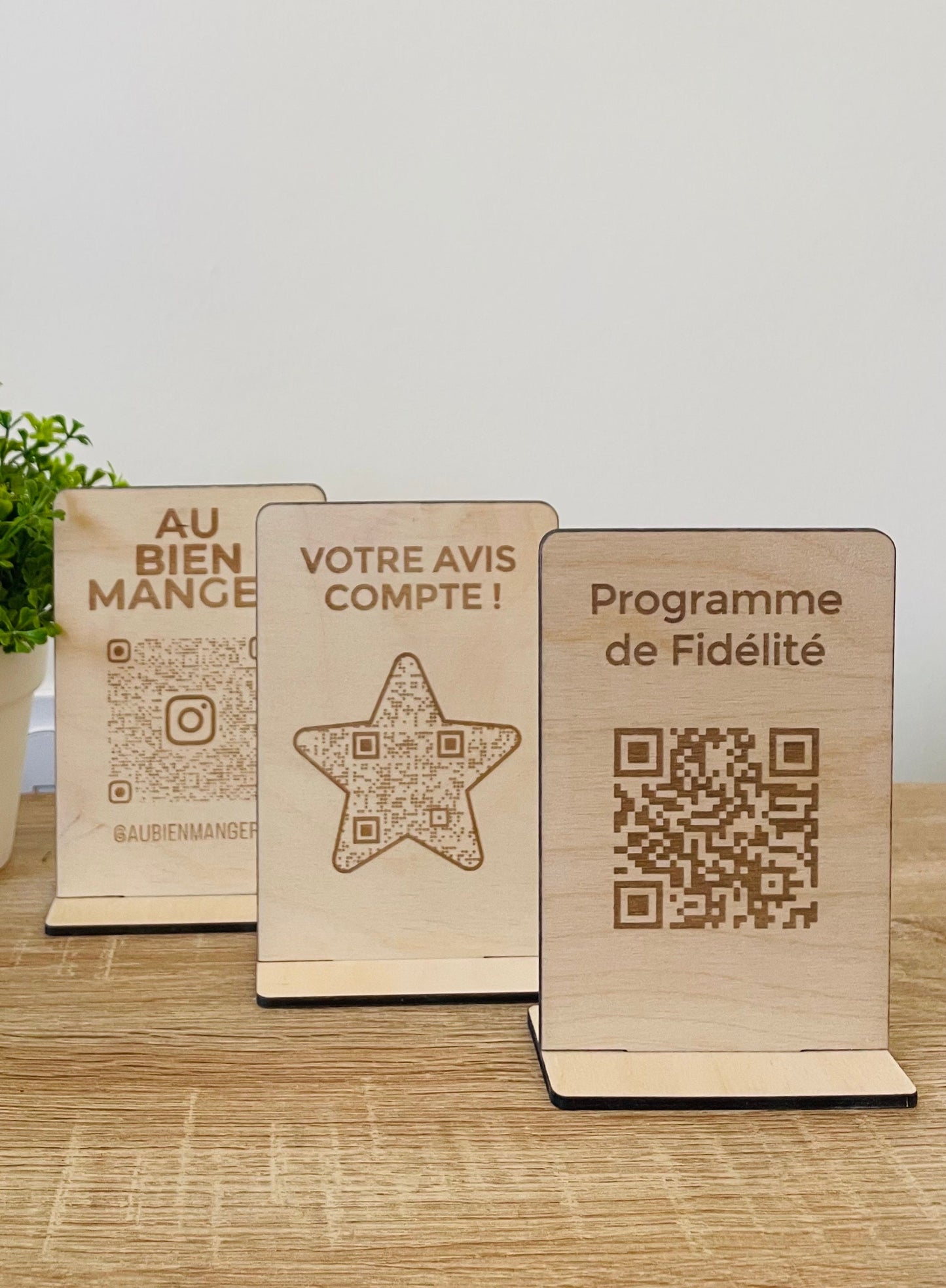 Plaque QR Code en bois personnalisé, Menu QR Code Instagram, Scannez pour afficher le menu, Sans contact restaurant, hôtel, Signe Wifi QR