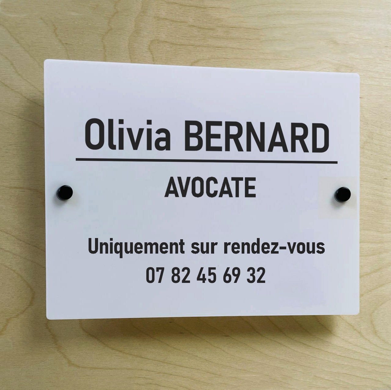 Plaque professionnelle acrylique blanche personnalisé intérieur / Panneaux publicitaires / Plaques de nom pour bureau