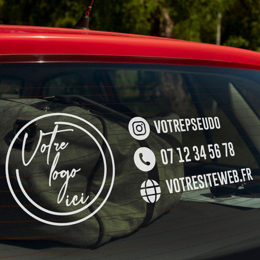 Autocollant publicitaire voiture LOGO/Instagram/Site