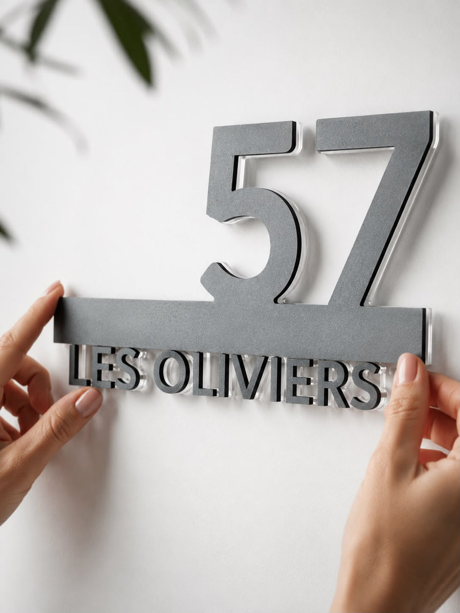 Numéro de maison personnalisé avec texte en acrylique