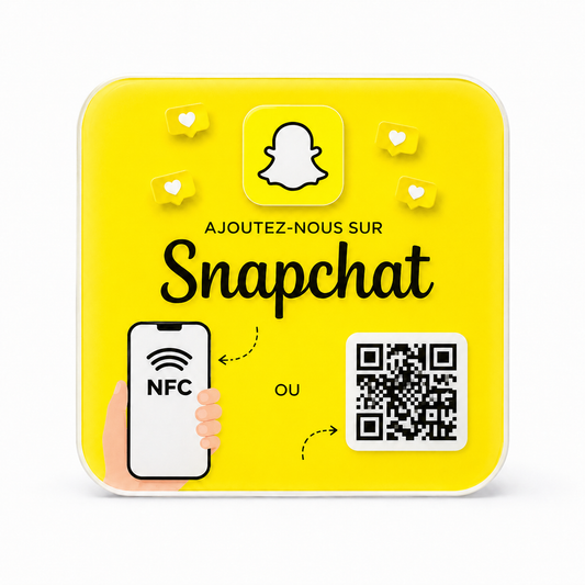Plaque Snapchat personnalisée avec NFC et QR Code pour accéder rapidement au profil Snapchat